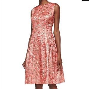 Carmen Marc Valvo metallic swirl jacquard cocktail dress